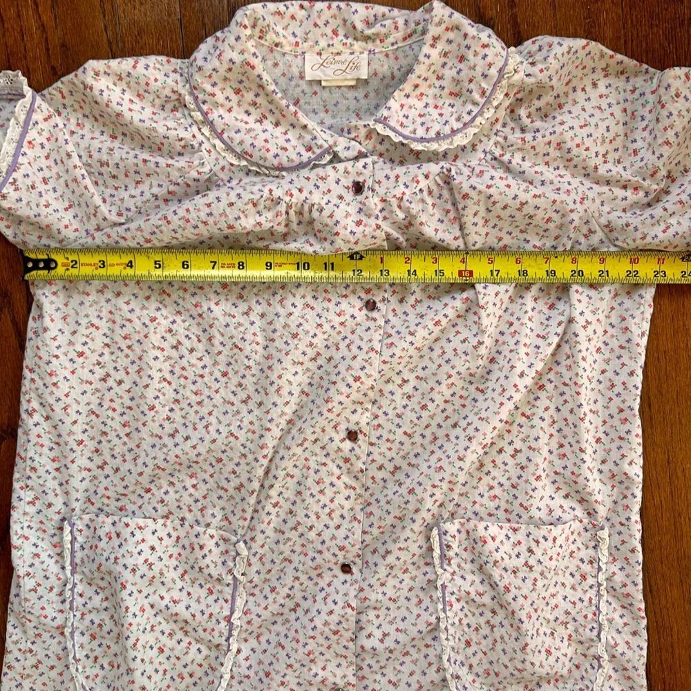 Vintage Leisure Life Womens House Dress Size Large Robe Housecoat Pearl Snap 70s - Picture 10 of 12